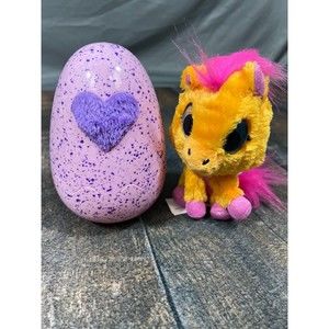 Hatchimals Hatchibabies Orange Ponette 6” Plush with Egg Shell Container!
